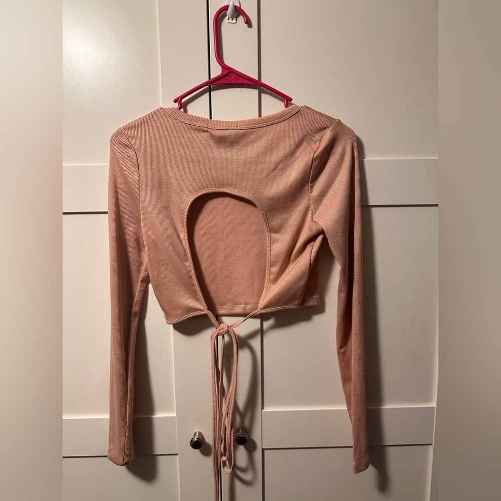 Shimmer Long Sleeve Crop Top - Picture 3 of 3
